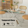 thumbnail image 3 of Miniyam 47" Modern Glass Dining Table for 4, Rectangular Tempered Glass Top with Metal Legs, Silver, 3 of 7