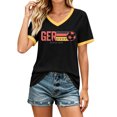 thumbnail image 2 of Women's Football Graphic T-Shirt, Women's Fashion V-Neck Short Sleeve T-Shirt with Letter Print for Casual Wear for Soccer Tournament 2026 Black Size: 2XL, 2 of 5