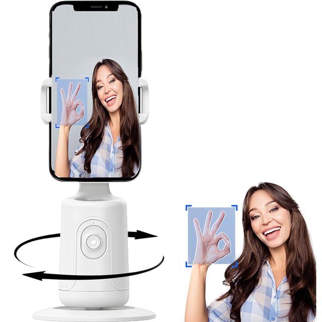 Shoplyhube Smart AI Tracking Phone Tripod, Auto Face Tracking 360° Rotation, Remote/Gesture Control, No App for iPhone Android Vlog