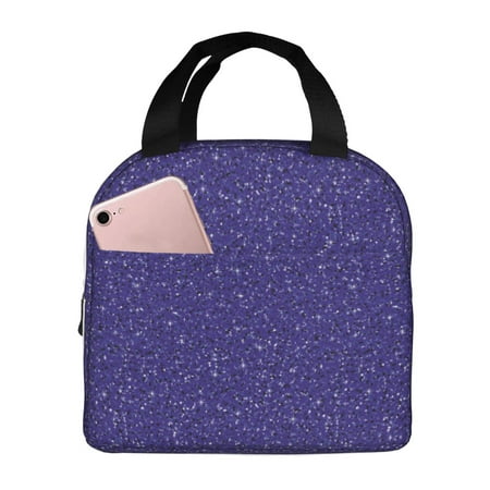 Insulated Lunch Bag for Women Men - Deep Purple Glitter Pattern Leakproof Cooler Lunch Box for Women Men  Lunch Tote Bags for Work School Picnic Travel