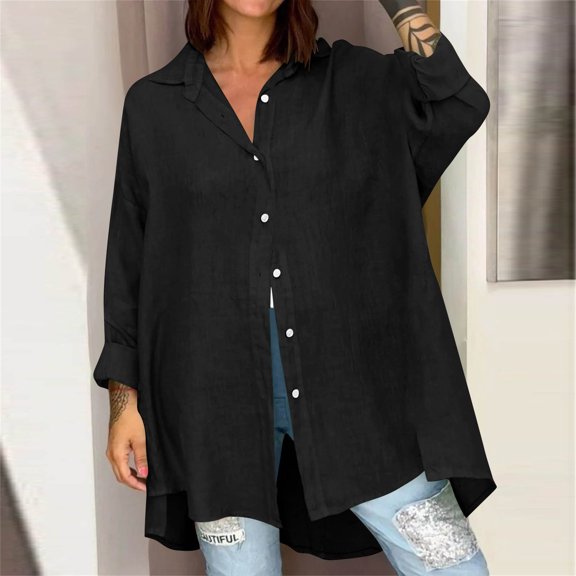 uublik Long Sleeve T Shirts for Women Soft Blouses Business Casual Tops Work Office Tshirt Black