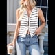 thumbnail image 4 of Suéter de Punto A Crochet para Mujer, Sin Mangas, con Cuello en V y Lazo Frontal, A Rayas, Estilo , para Verano 2025 S, 4 of 9