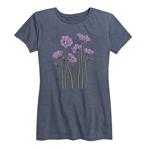 Instant Message - Abstract Purple Poppies Short Sleeve Graphic T-Shirt