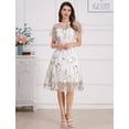 thumbnail image 5 of IBTOM CASTLE Women Vintage Dress 1950s Sleeveless Mesh Patchwork Cocktail Swing Dress Floral Embroidery Flare A-Line Dress Wedding Guest Evening Prom Gown M White Ruffle, 5 of 8