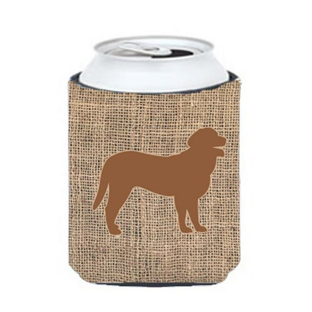 Curly Coated Retriever Burlap And Brown Can Or Bottle Hugger