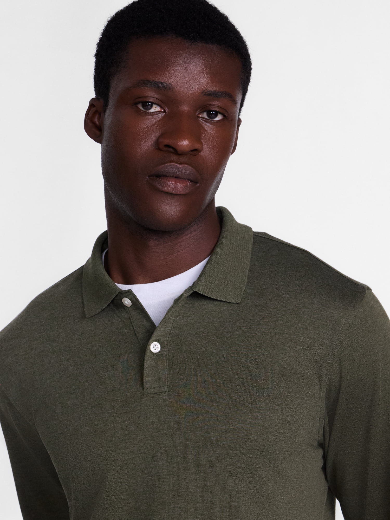 George Men's Interlock Polo Shirt with Long Sleeves, Sizes S-5XB