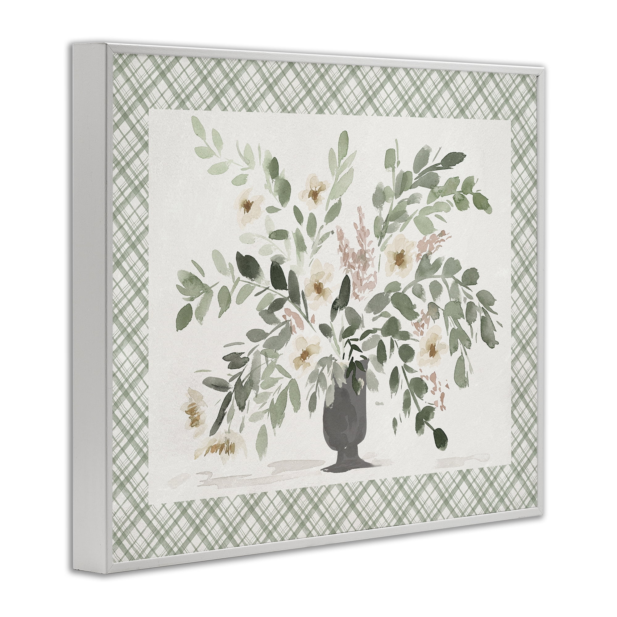 Stupell Industries Springtime Bouquet on Plaid White Framed Giclee Art, design by Lucille Price
