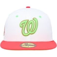 thumbnail image 2 of Men's New Era White/Coral Washington Nationals  Robert F. Kennedy Memorial Stadium Strawberry Lolli 59FIFTY Fitted Hat, 2 of 6