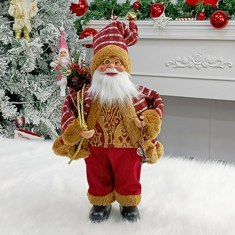 ELF Christmas Desk Ornament, Cute Standing Santa Claus Resin Statue Home  Decor Party Gift 