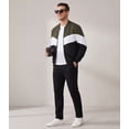 thumbnail image 4 of Xidunhg Men's Bomber Jacket, Lightweight Casual Varsity Style, Color Block, Army Green/White/Black, L, 4 of 13