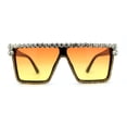 thumbnail image 3 of Full Crowned Rhinestone Flat Top Horned Diva Sunglasses Black Orange Yellow, 3 of 4