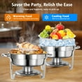 thumbnail image 3 of XYJBHB Round Chafing Dish Buffet Set with Glass Lid, 6QT Visable Buffet Server Food Warmer, Polished Stainless Steel Catering Supplies for Party Banquet Catering, Silver, 8 Pack, 3 of 7