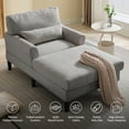 thumbnail image 3 of MUZZ Chaise Lounge Indoor, Modern Velvet Fabric Indoor Lounge Chair and Sleeper Sofa for Living Room, Small Space, Light Grey, 3 of 8