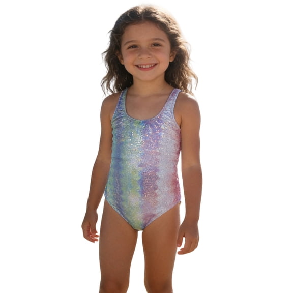 LRen Toddler Swimsuit Girl Girls Swimsuit Ruffle Floral Print Bathing for Toddler Kids Sun UPF 50 Swimwear