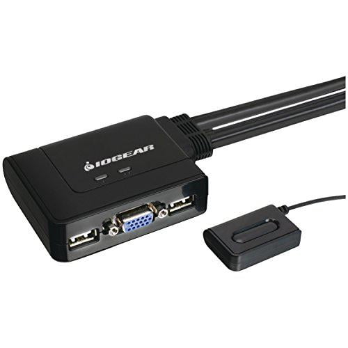 iogear 2-port usb vga cabled kvm switch - 2048 x 1536 - remote button switch - plug n play - pc, mac, sun - gcs22u