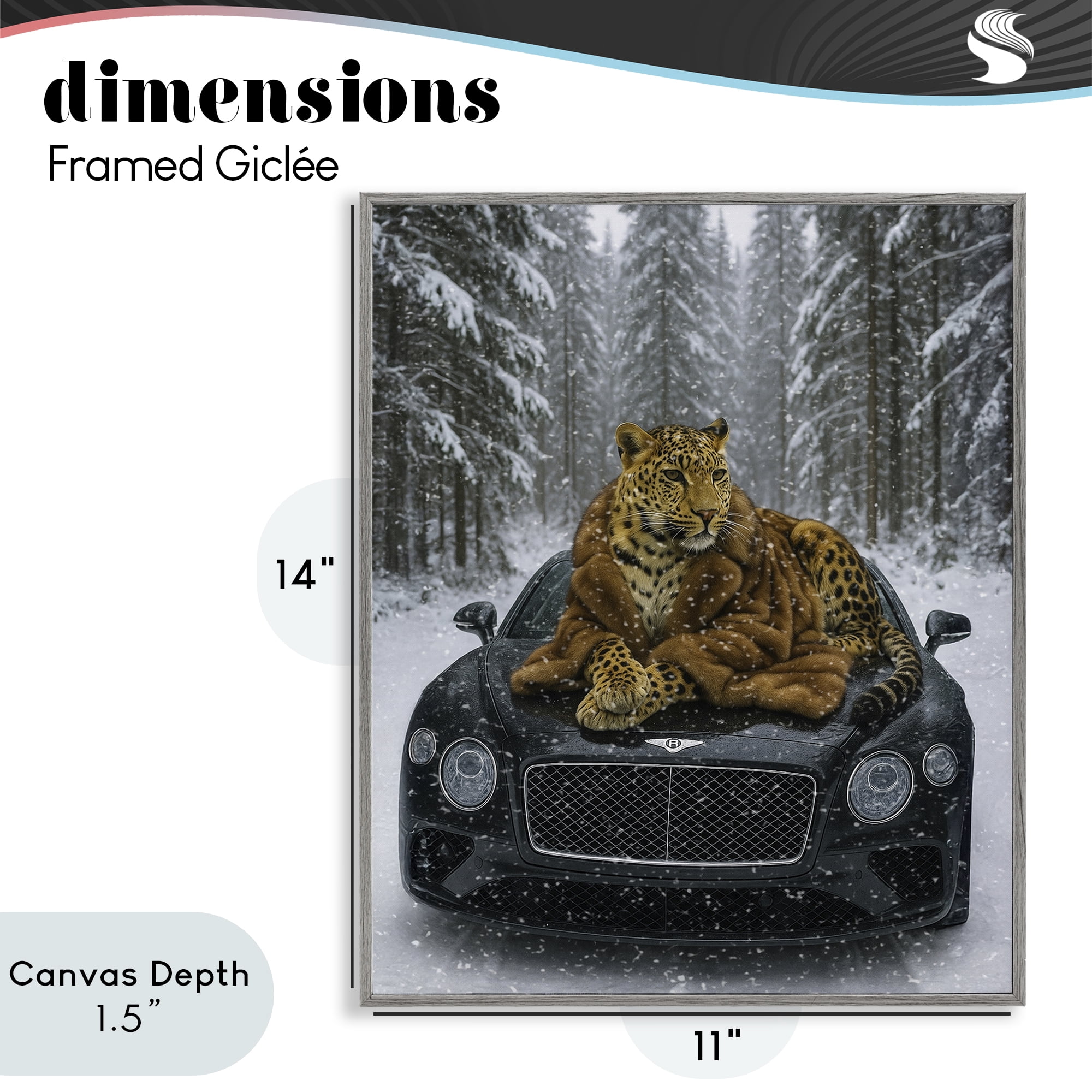 Stupell Industries Luxurious Leopard Winter Woods Gray Framed Giclee Art, design by Grotto Studios