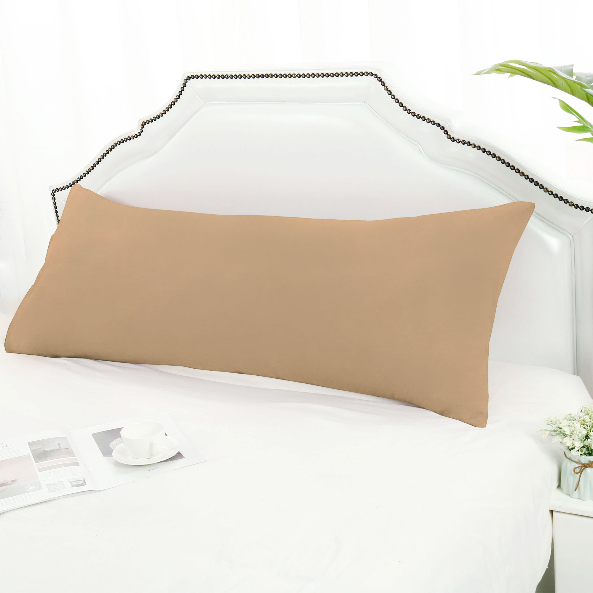SilkySoft Pillow Cover 1800 Microfiber Long Pillowcases Light Brown 20