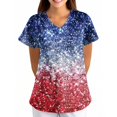 thumbnail image 2 of Women's 4th of July Scrubs Top Short Sleeve Nursing Uniform V Neck Soft Stretchy Holiday Patriotic T Shirts, 2 of 5