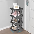 thumbnail image 4 of Qocolhg 4 Tier Vertical Narrow Shoe Rack, Free Standing Shoe Racks, Skinny Shoe Shelf Easy Assembly, Compact Shoe Organizer Space Saving for Small Spaces, Entryway, Garage, Front Door Entrance, Black, 4 of 6