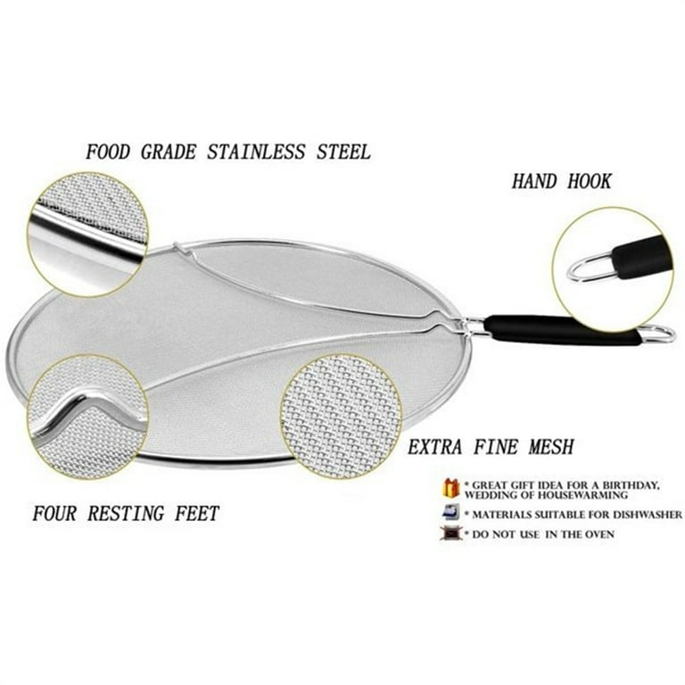 Splatter Screen For Frying Pan Fine Mesh Stainless Steel Grease Splatter Guard