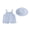 Blue, variant on BemeyourBBs Toddler Baby Boy Girl Summer Overalls Rompers with Sun Hat Kids Bib Overalls Shorts Infant Stripe Printed Buttons Sleeveless Bodysuit Jumpsuits 6 9 12 18 24 Months 2 3 Years