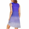 thumbnail image 4 of Aobny Sleeveless Nightgown for Woman Blue Loose Gradient Short Crew Neck Nightgowns for Women,Women's, 4 of 7