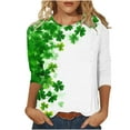 thumbnail image 2 of Qepwscx Womens Shirts 3/4 Long Sleeve St Patricks Day Crewneck Sweatshirt Irish Shamrock Printed Pullover Sweatshirts Dressy Tops For Women Blouses For Women Dressy Casual Green Graphic Tshirts, 2 of 5