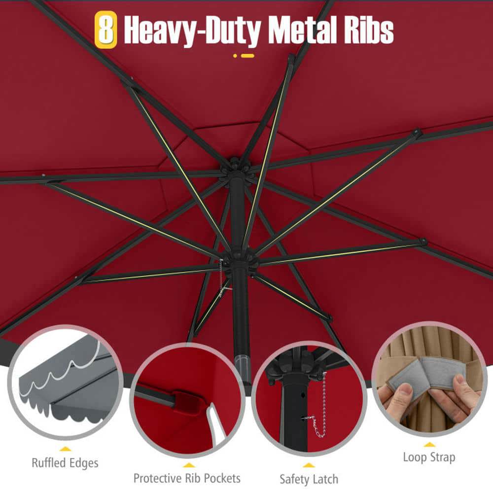 Spaco 10 Feet Patio Umbrella Outdoor Market Umbrella with Crank Tilt Adjustment, Outdoor Shade, Wine
