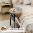 thumbnail image 4 of C-Shaped Round End Table with Charging Station - Slide Under Sofa TV Tray for Living Room Bedroom, 4 of 8