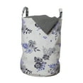 thumbnail image 1 of Floral Laundry Bag, Flower Bouquets Flourishing Buds of Summer Garden Meadow Blossoms Pattern, Basket with Handles Drawstring Closure for Laundromats, 13" x 19", Blue Violet and Grey, by Ambesonne, 1 of 4