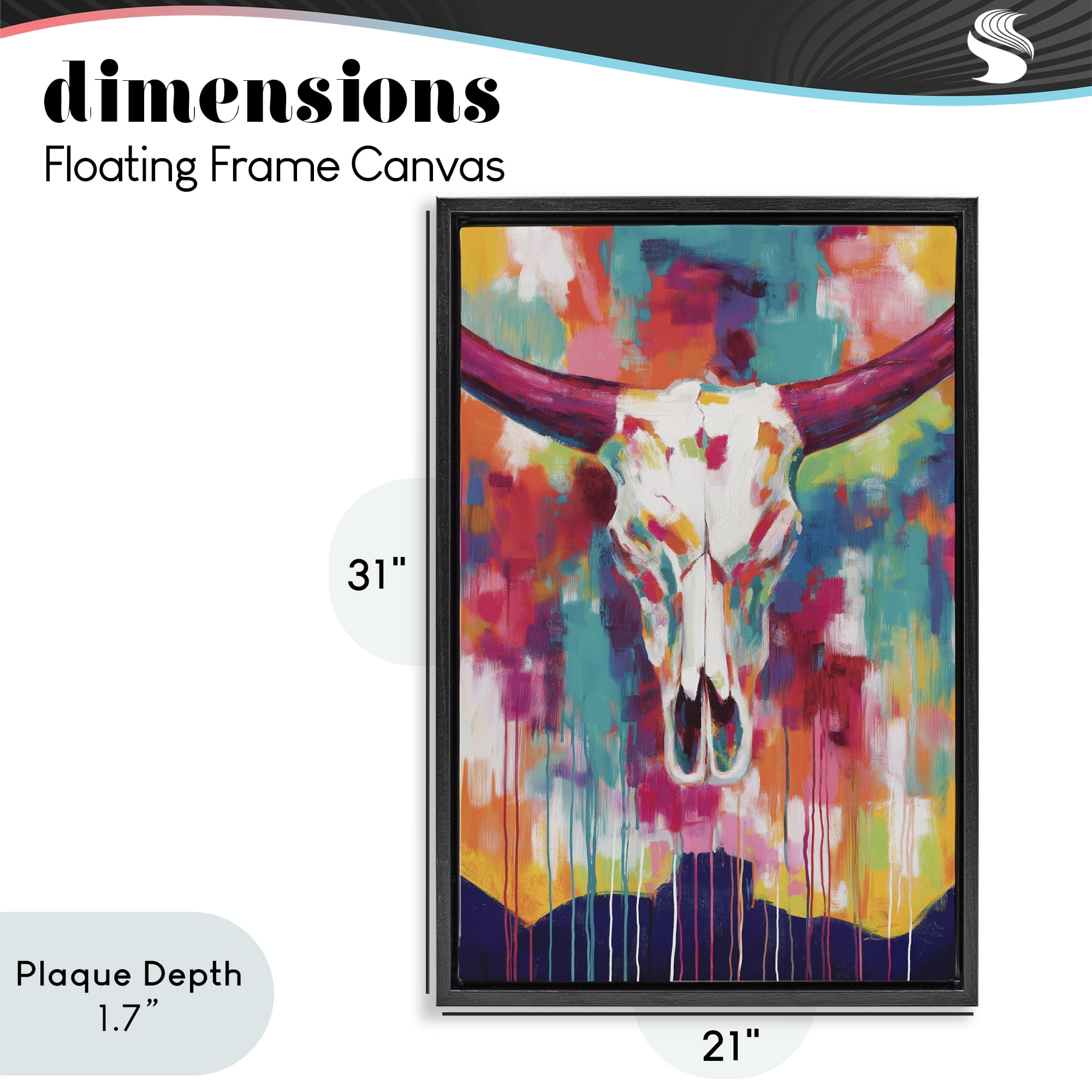 Stupell Industries Spirit Of The West Skull Black Framed Floater Canvas Wall Art, design by Chromatic Storm Studio