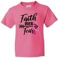 thumbnail image 3 of Inktastic Breast Cancer Awareness Faith Over Fear with Pink Ribbon and Arrow Youth T-Shirt, 3 of 5