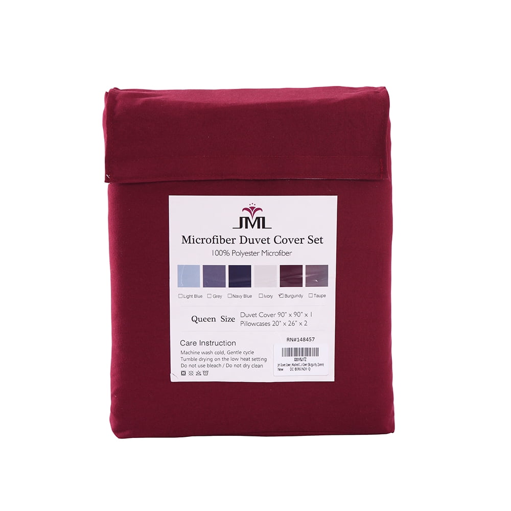 JML Duvet Cover Set 3-Piece Washed Microfiber Duvet Cover & 2 Pillowcases, Queen