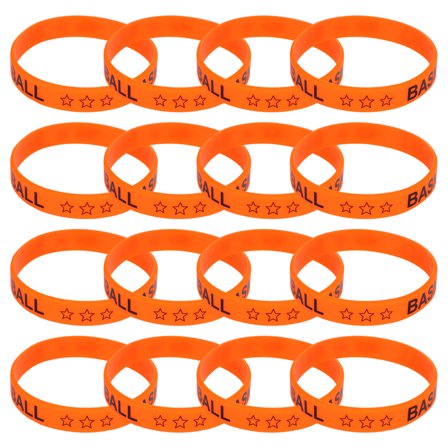 Milisten 20Pack Orange Silicone Basketball Themed Party Favors Bracelets for Men and Women Flexible