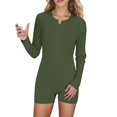 thumbnail image 1 of HBFAGFB Long Sleeve Jumpsuit for Women Casual Knit Ribbed U Neck Tops Slim Fit Rompers Green Size S, 1 of 9