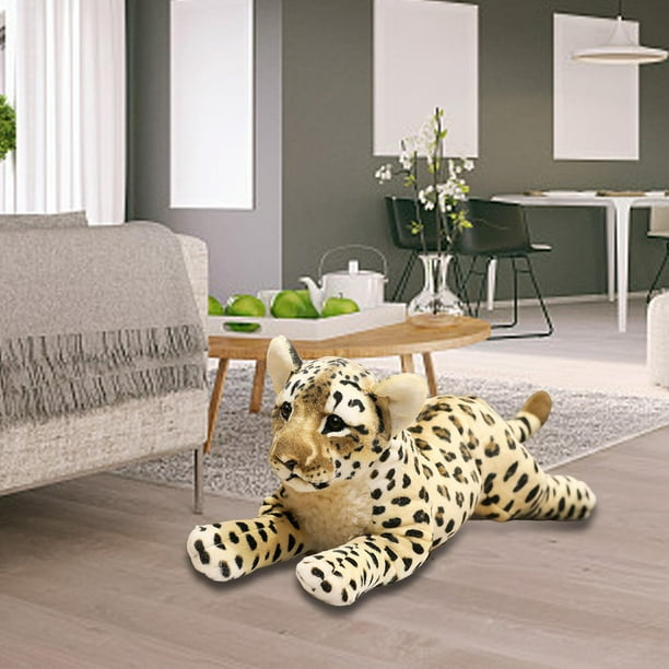 Lindo Animal relleno decoración dibujos animados abrazando juguete suave felpa ornamento encantador divertido para fiestas temáticas sala de estar , Leopard