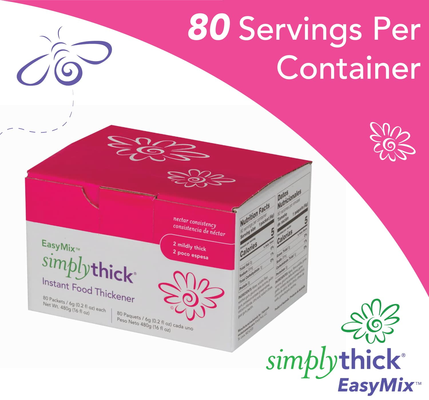 SimplyThick EasyMix | 92 Servings | Gel Thickener for those with Dysphagia  & Swallowing Disorders | Won't Alter The Taste of Liquid | Easy to Prepare