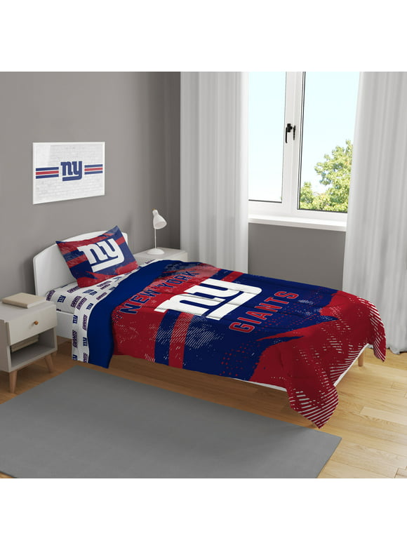 New York Giants Slanted Stripe 4-Piece Twin Bed Set
