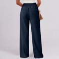 thumbnail image 5 of Bzhegqhd Women's Fashion Solid Color office Casual Button Zipper Elastic Waist Pocket Straight Pants, 5 of 8