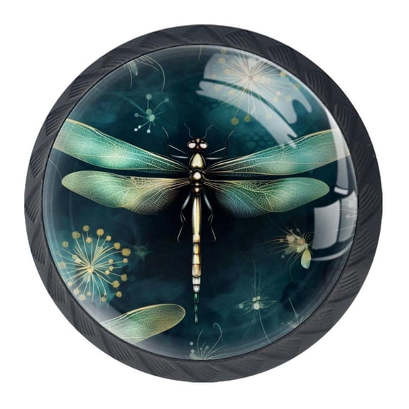 4 Pcs Dragonfly Knobs for Kitchen Cabinet Cupboard Dresser Bookcase Drawer Pulls Handles Round Home Decor