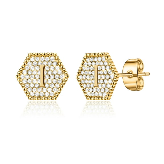 TINGN Initial Earrings for Women S925 Sterling Silver Post Gold Plated Letter Earrings