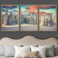 thumbnail image 3 of wall26 Framed Canvas Print Wall Art Set Winter Snowy Mountain Forest Sunset Nature Wilderness Photography Realism Rustic Landscape Colorful Cool for Living Room, Bedroom, Office - 24"x36"x3, 3 of 5