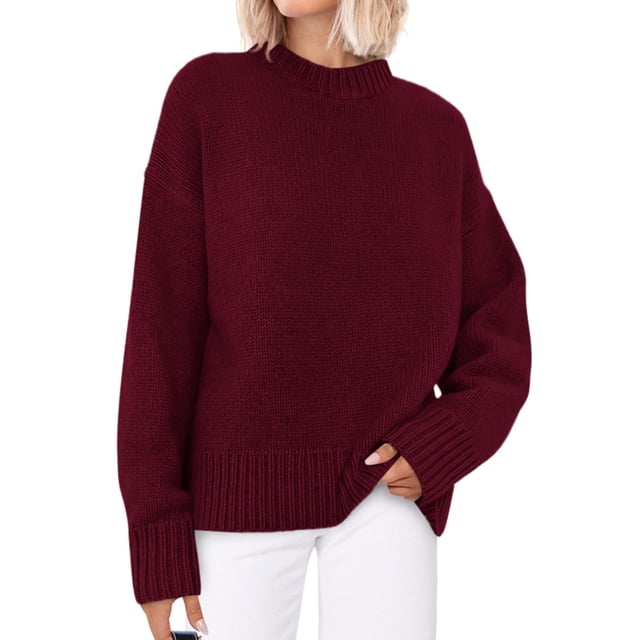 Suéter PRETTYGARDEN Rojo Vino Cuello Redondo Manga Larga XL