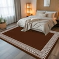 thumbnail image 5 of Dark Brown Geometric 6x9 Area Rugs, White Greek Key Design Abstract Modern Art Non-Skid Rubber Backing Large Rectangle Rugs - Living Room Bedroom Home Office, Indoor Floor Mat Carpets Washable Rug, 5 of 9