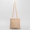 thumbnail image 2 of Bolso con cuentas para mujer, bolso de supermercado ahuecado, bolso de ocio sencillo para mujer (blanco), 2 of 7