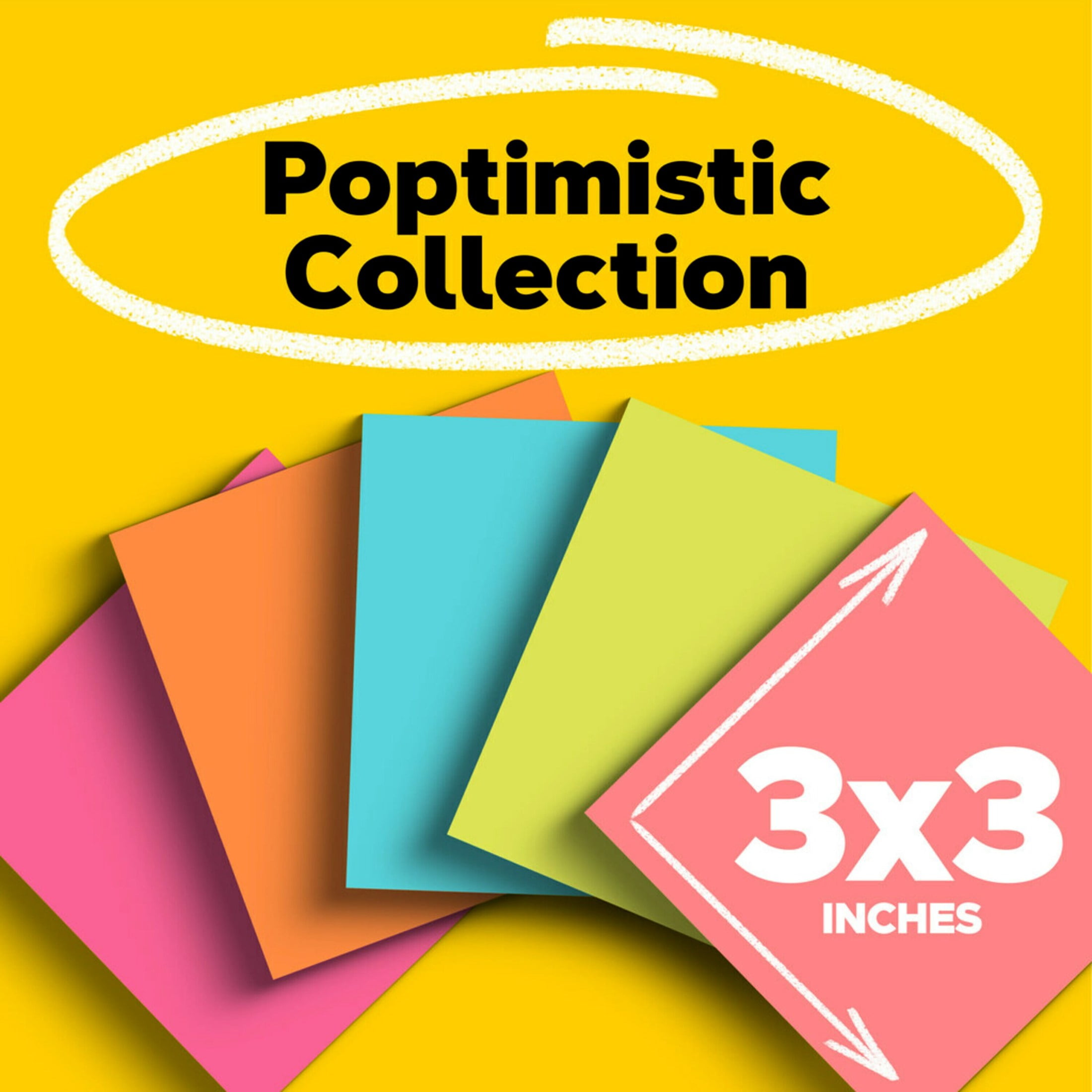 Post-it Notes, 3 in x 3 in, Poptomistic Collection, 18 Pads