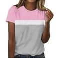thumbnail image 1 of Bowake Tunique à Manches Courtes pour Femmes Été Décontracté Col Rond T-Shirts à Blocs de Couleur Amples Blouses Habillées pour Sortir, 1 of 2