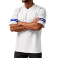 thumbnail image 4 of GrmtClth Men's Shirts Classic Short Sleeve Top Work V-Neck T-Shirt Fashion Color-Block Clothes Striped Blue XS, 4 of 5
