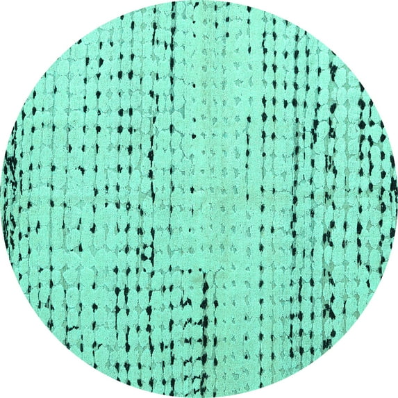 Ahgly Company Indoor Round Solid Turquoise Blue Modern Area Rugs, 4' Round