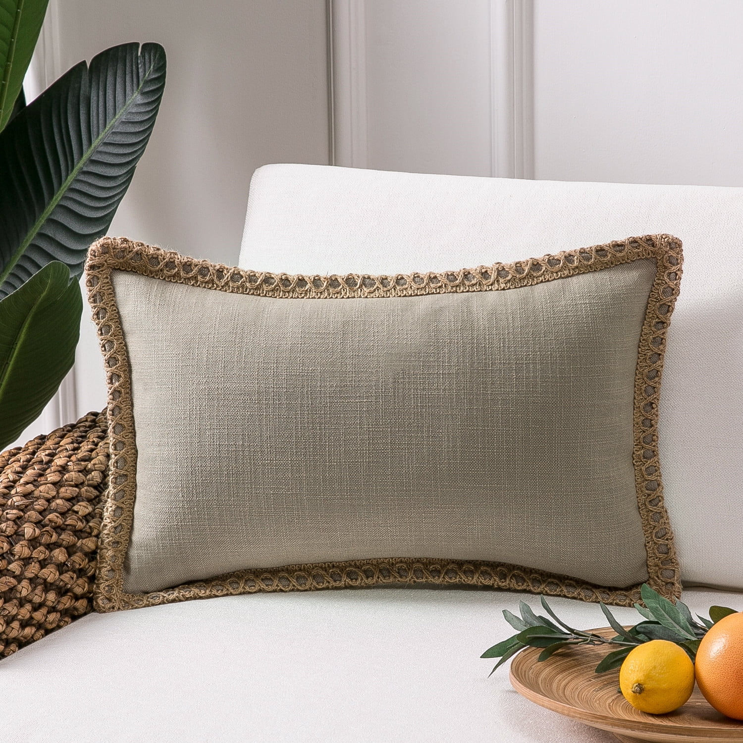 Phantoscope Farmhouse Burlap Linen Tailored Edge Series Decorative